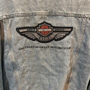 Vintage Harley Davison blue Jean jacket